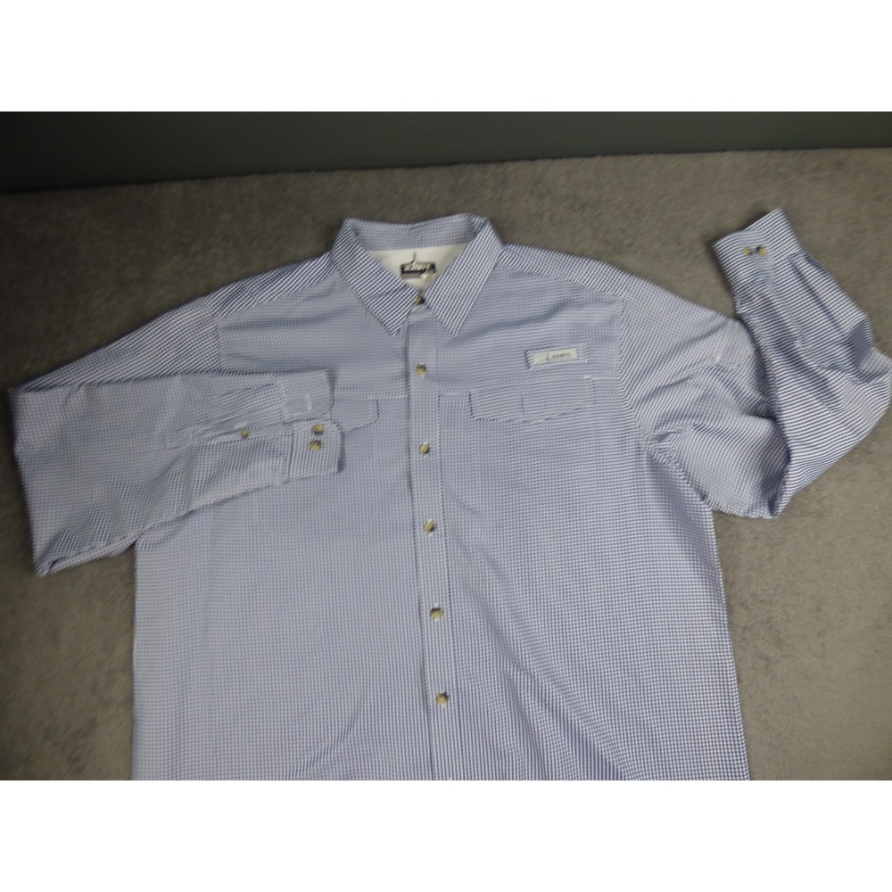 Habit Mens XL Blue Gingham Fishing Shirt Long Sleeve UPF 40+ Vented Button Down
